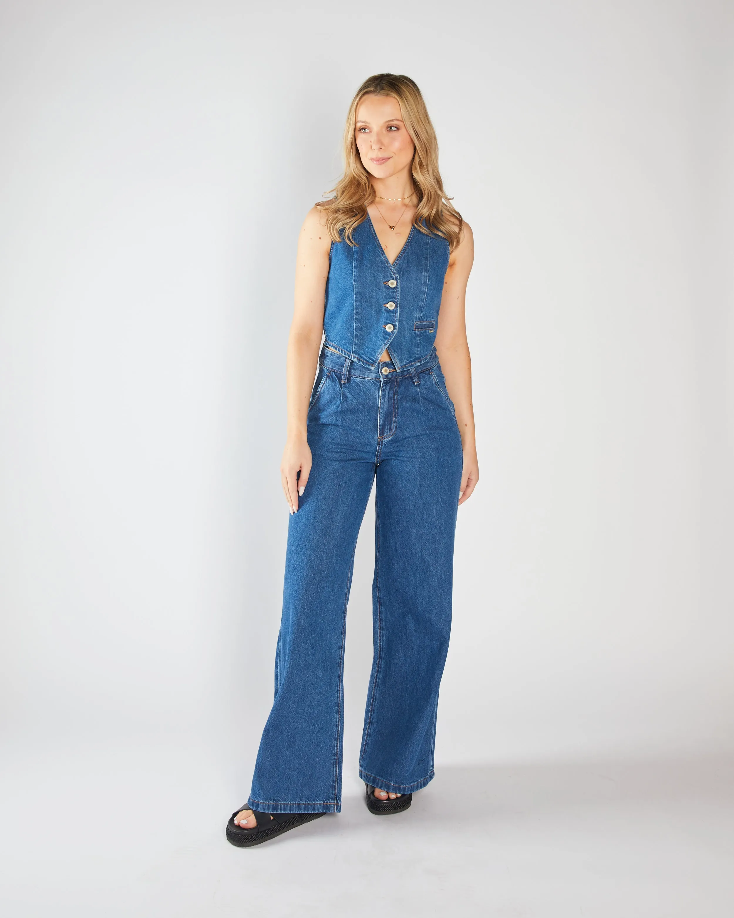 Cameron Wide Leg Medium Blue