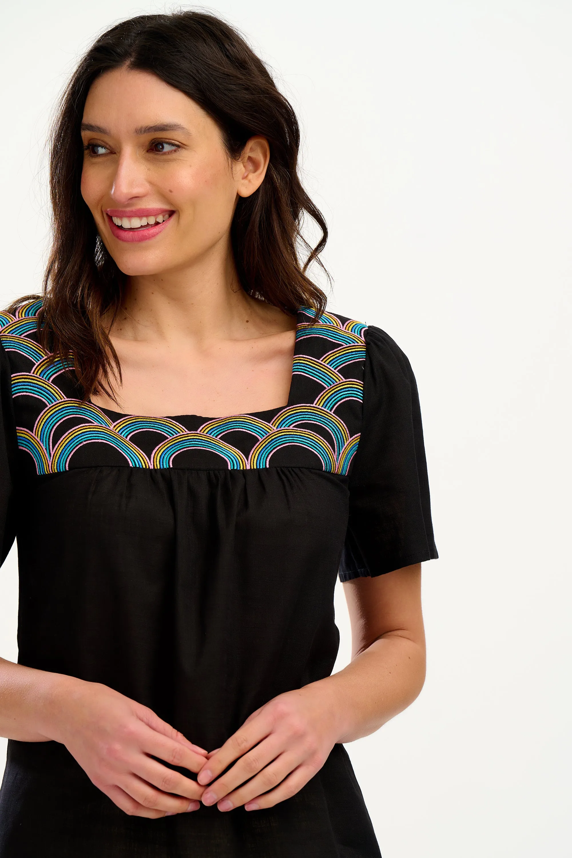 Carmen Top - Black. Rainbow Arches