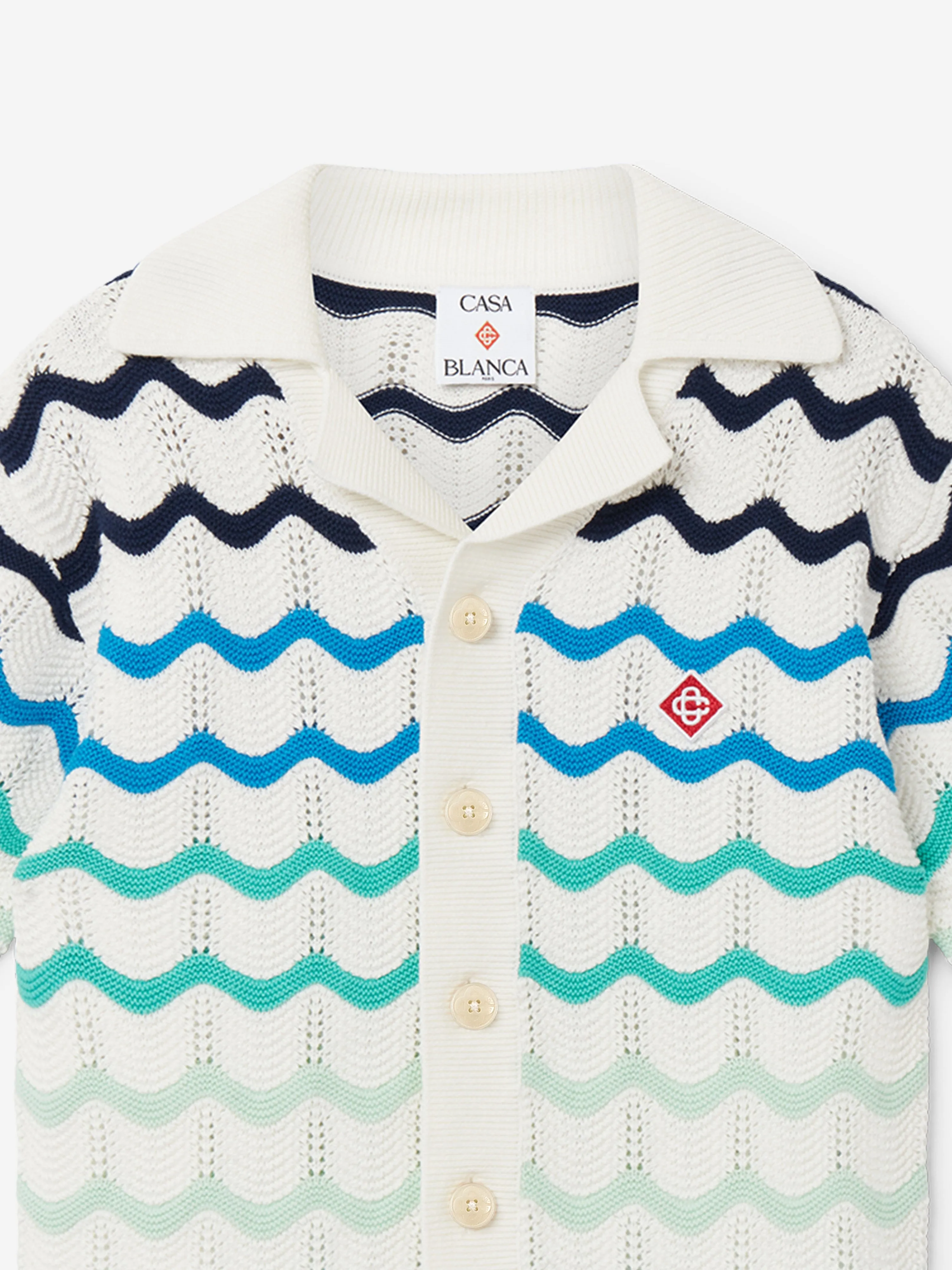 Casablanca Kids Gradient Wave Texture Shirt in Blue