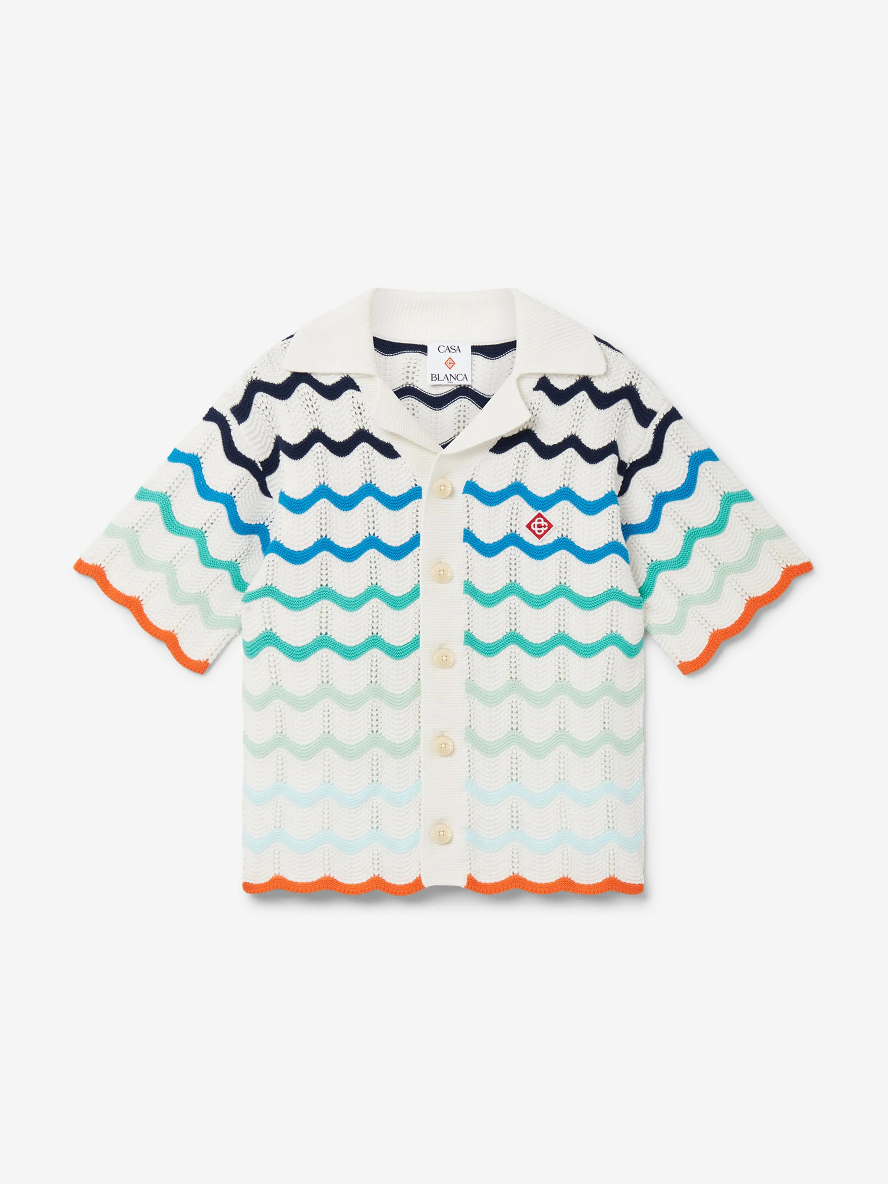 Casablanca Kids Gradient Wave Texture Shirt in Blue