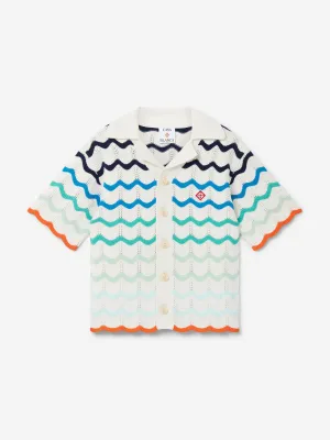 Casablanca Kids Gradient Wave Texture Shirt in Blue