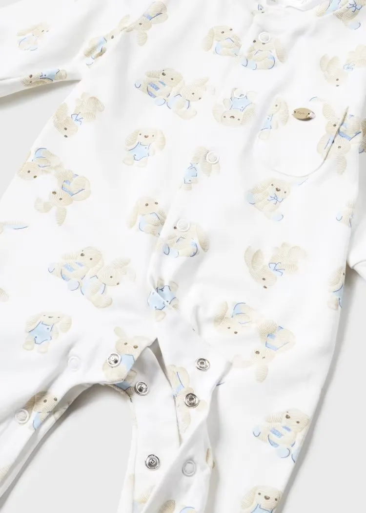 Cream Bunny Print Babygrow & Hat
