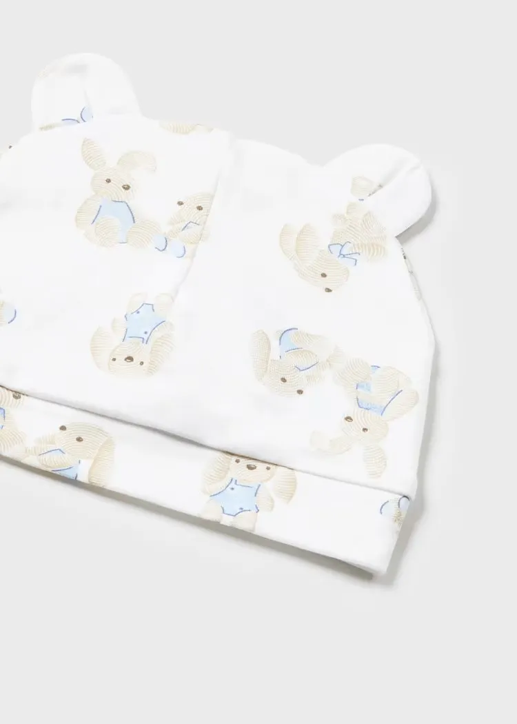 Cream Bunny Print Babygrow & Hat