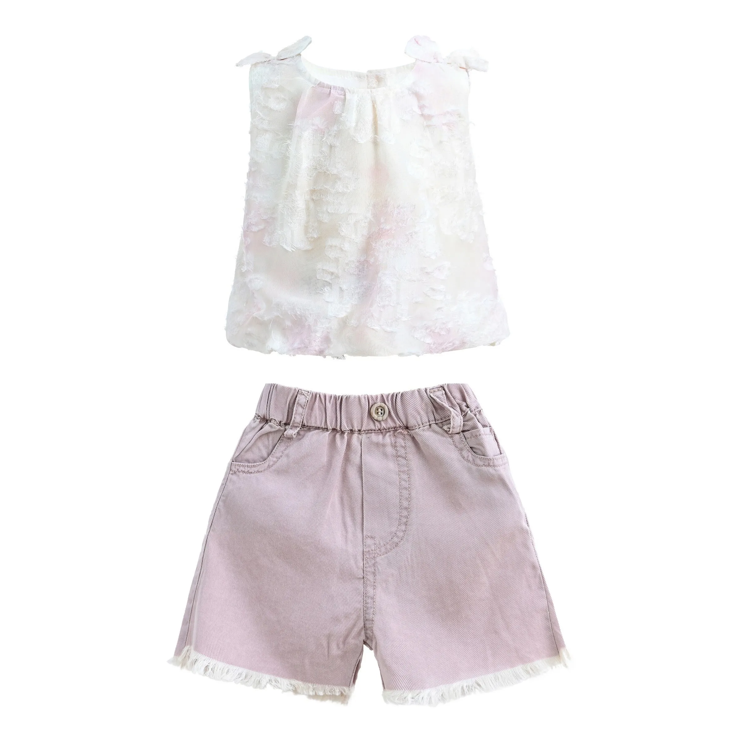 Cream Rose Floral Bow Outfit