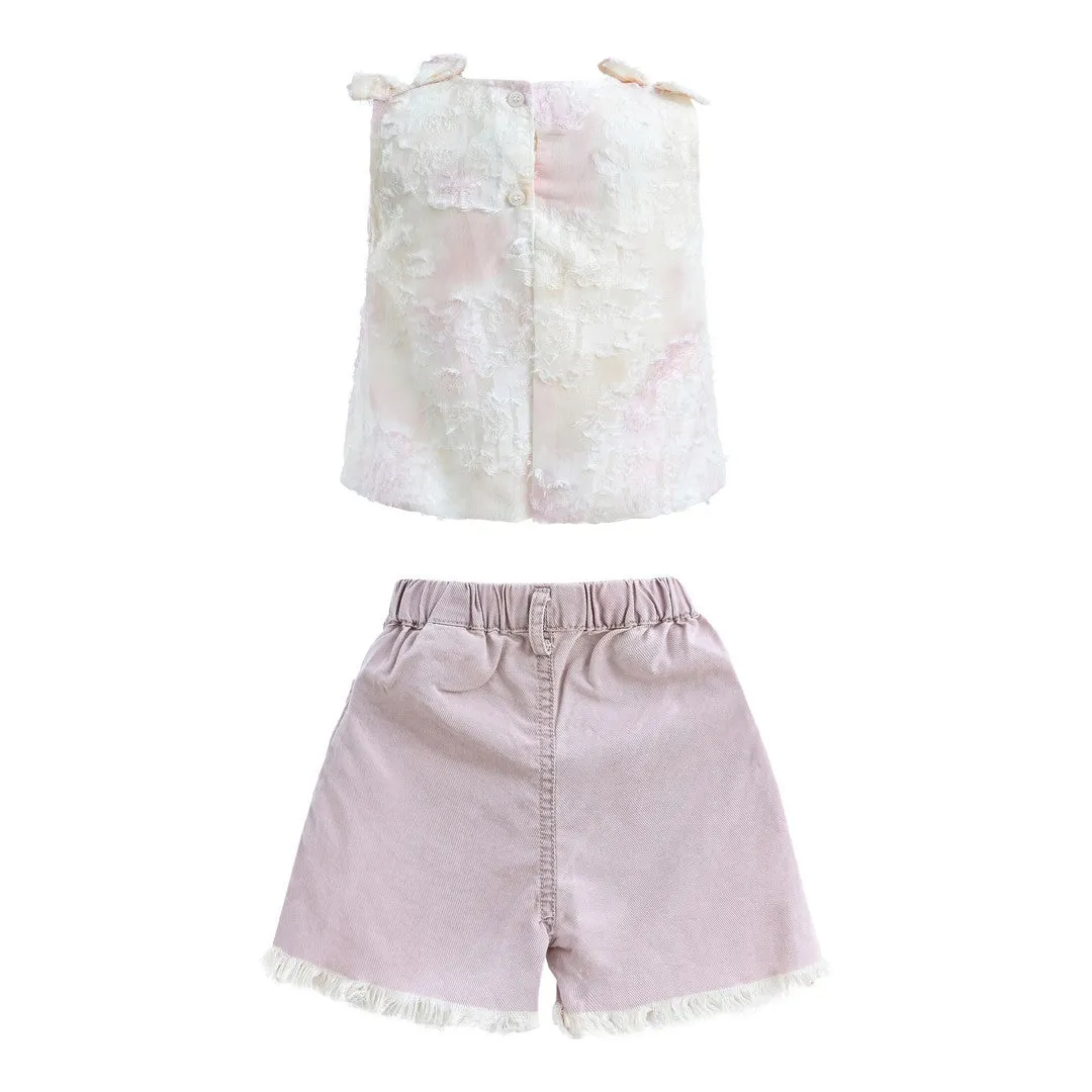 Cream Rose Floral Bow Outfit