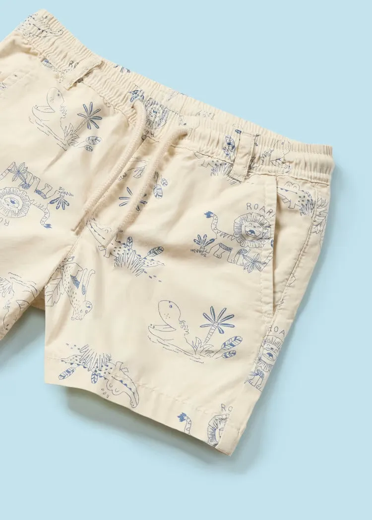 Cream Safari Print Shorts & Hat