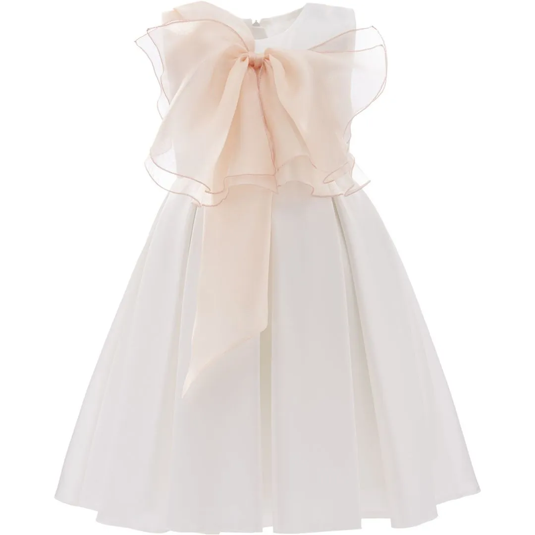 Cream Shasta Tulle Bow Dress