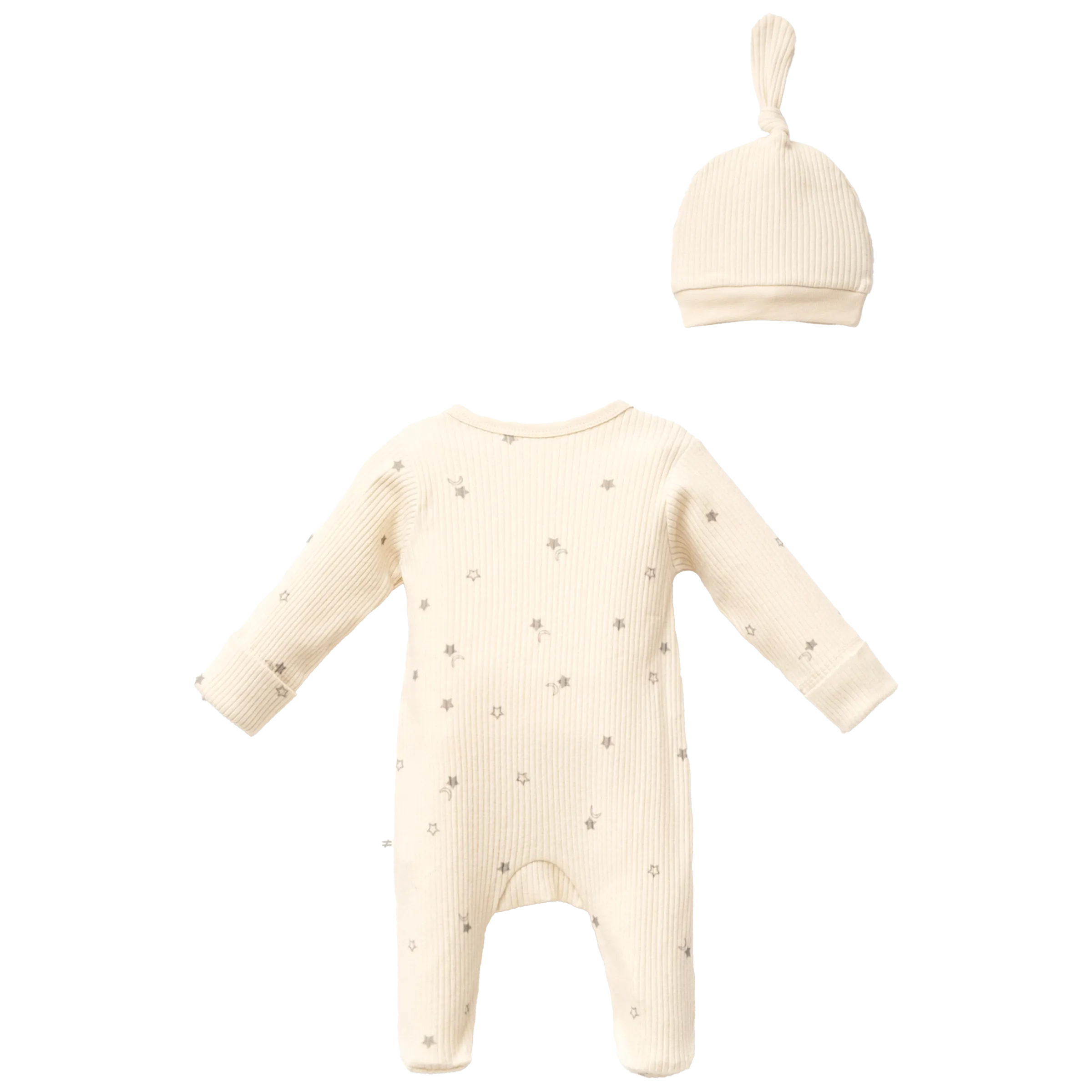 Cream Star Print Babygrow & Hat