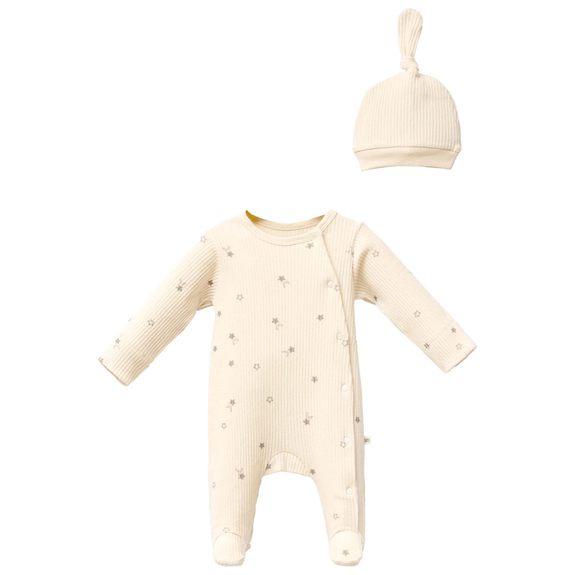 Cream Star Print Babygrow & Hat