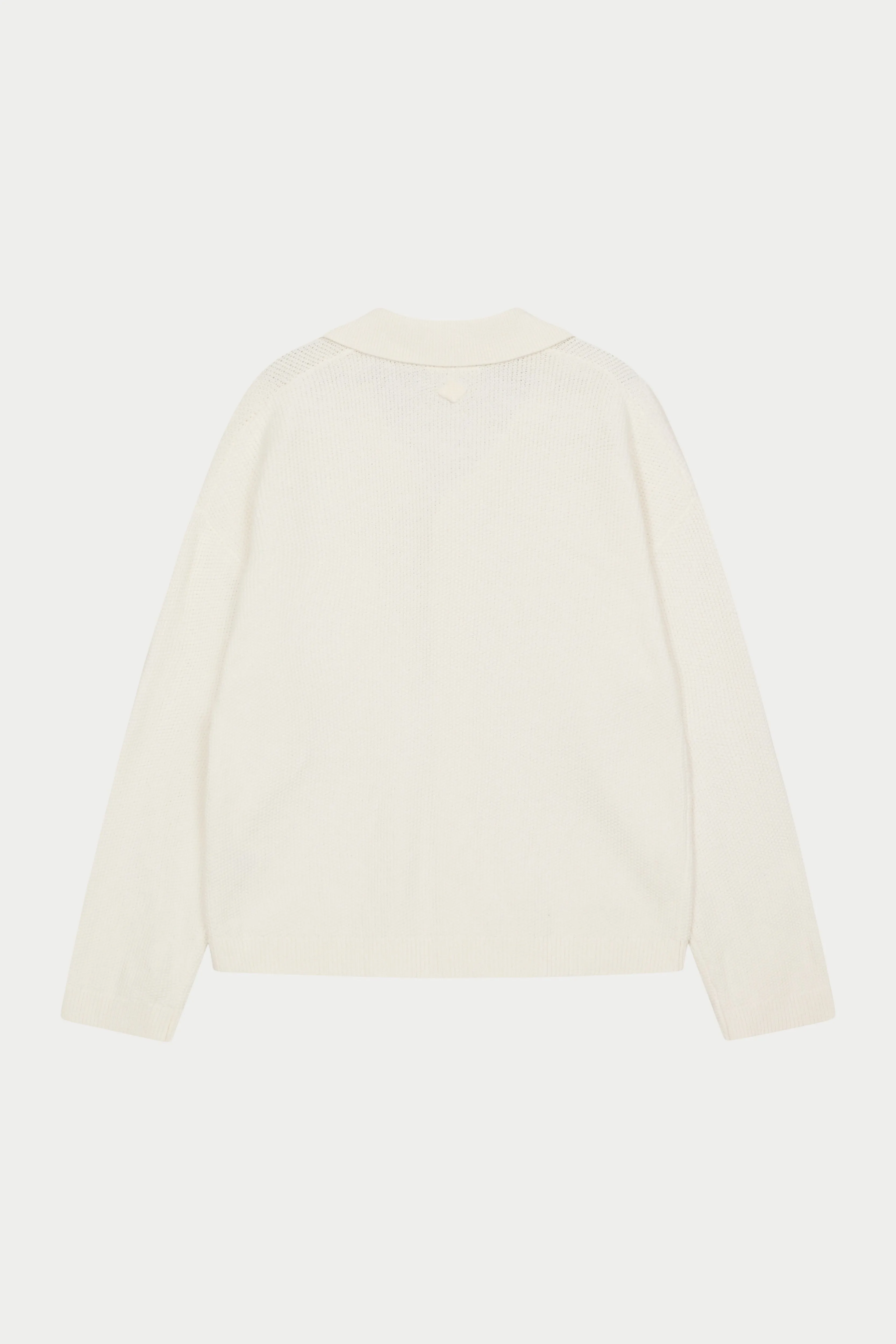 CROCHET KNITTED EMBLEM POCKET SHIRT - OFF WHITE