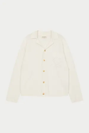 CROCHET KNITTED EMBLEM POCKET SHIRT - OFF WHITE