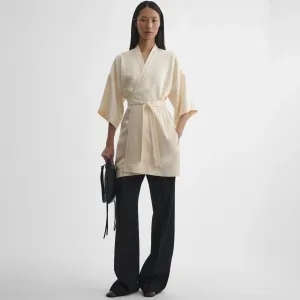CROPPED ROBE DRESS | cream viscose