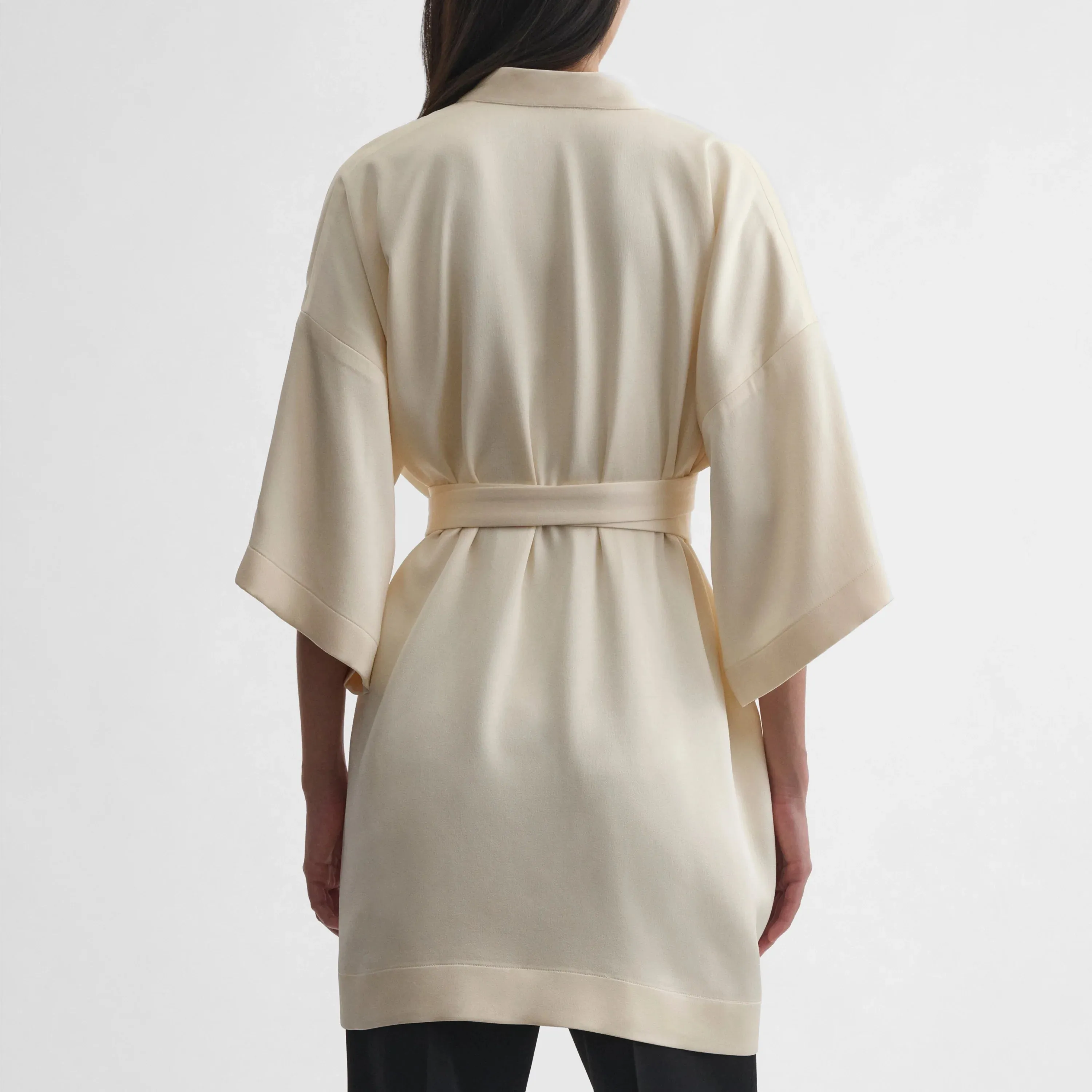 CROPPED ROBE DRESS | cream viscose