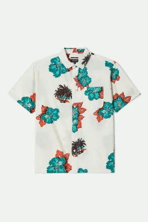 CRU Print Relaxed S/S Shirt - Off White/Aquatic Green Floral