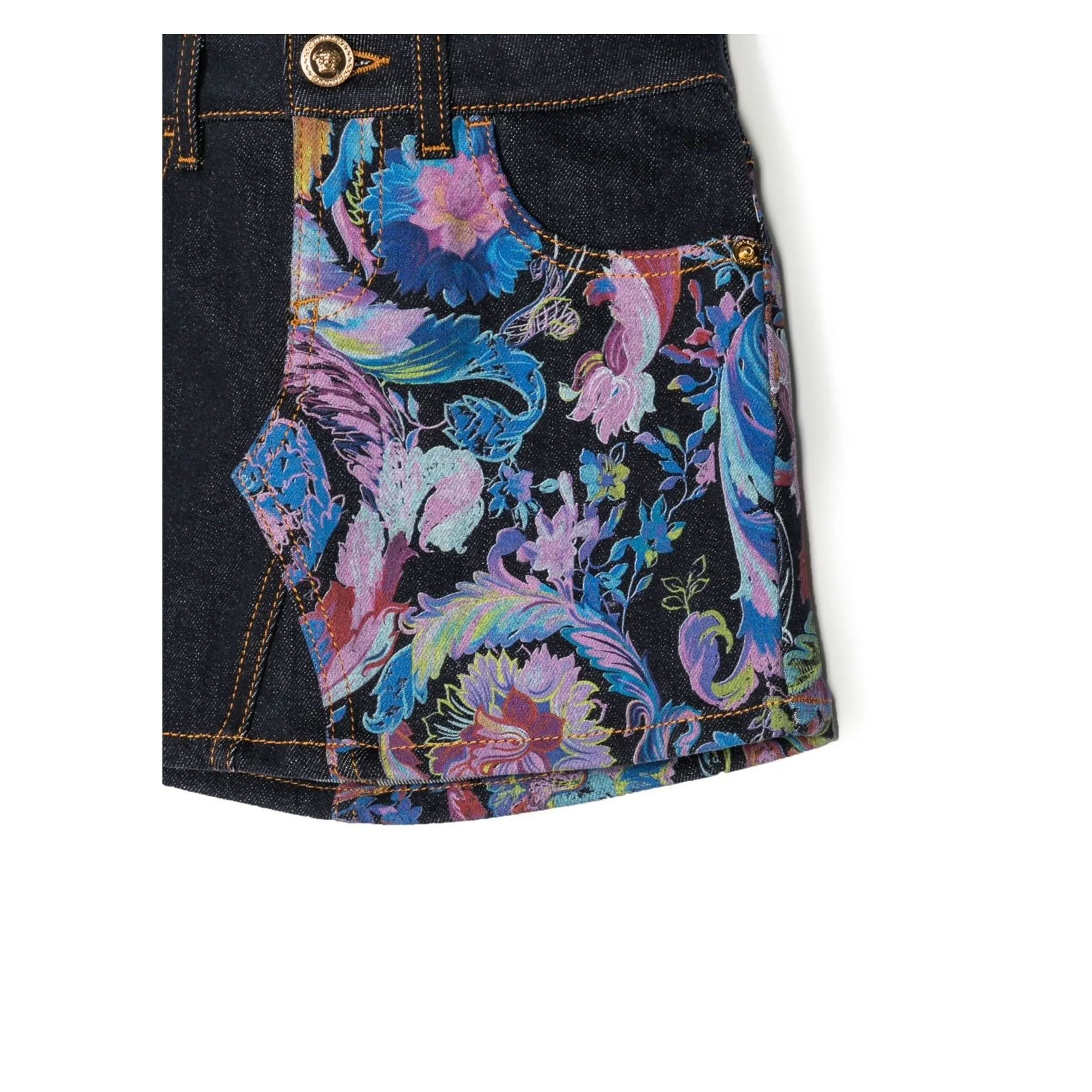 Denim Floral Skirt