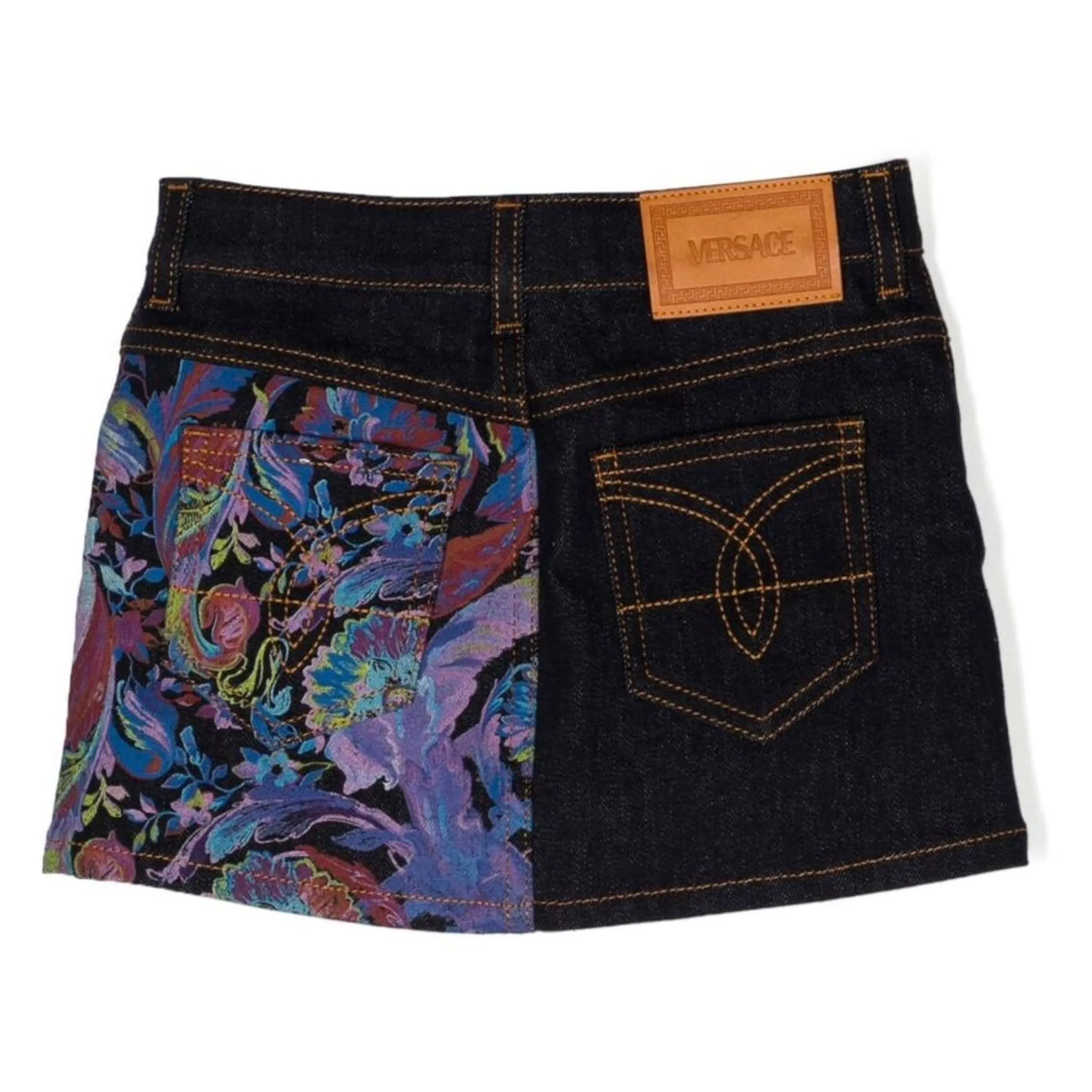 Denim Floral Skirt