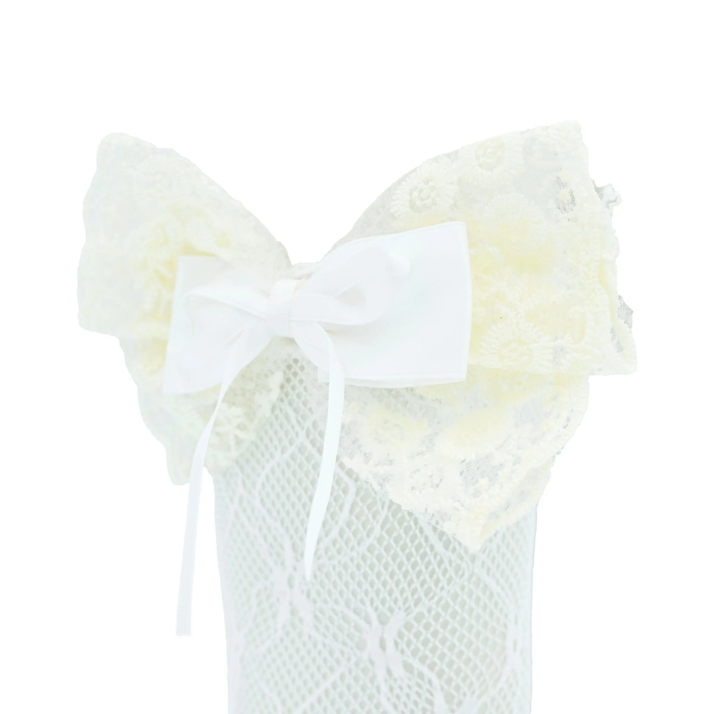 Embroidered Ribbon Bow Long Socks