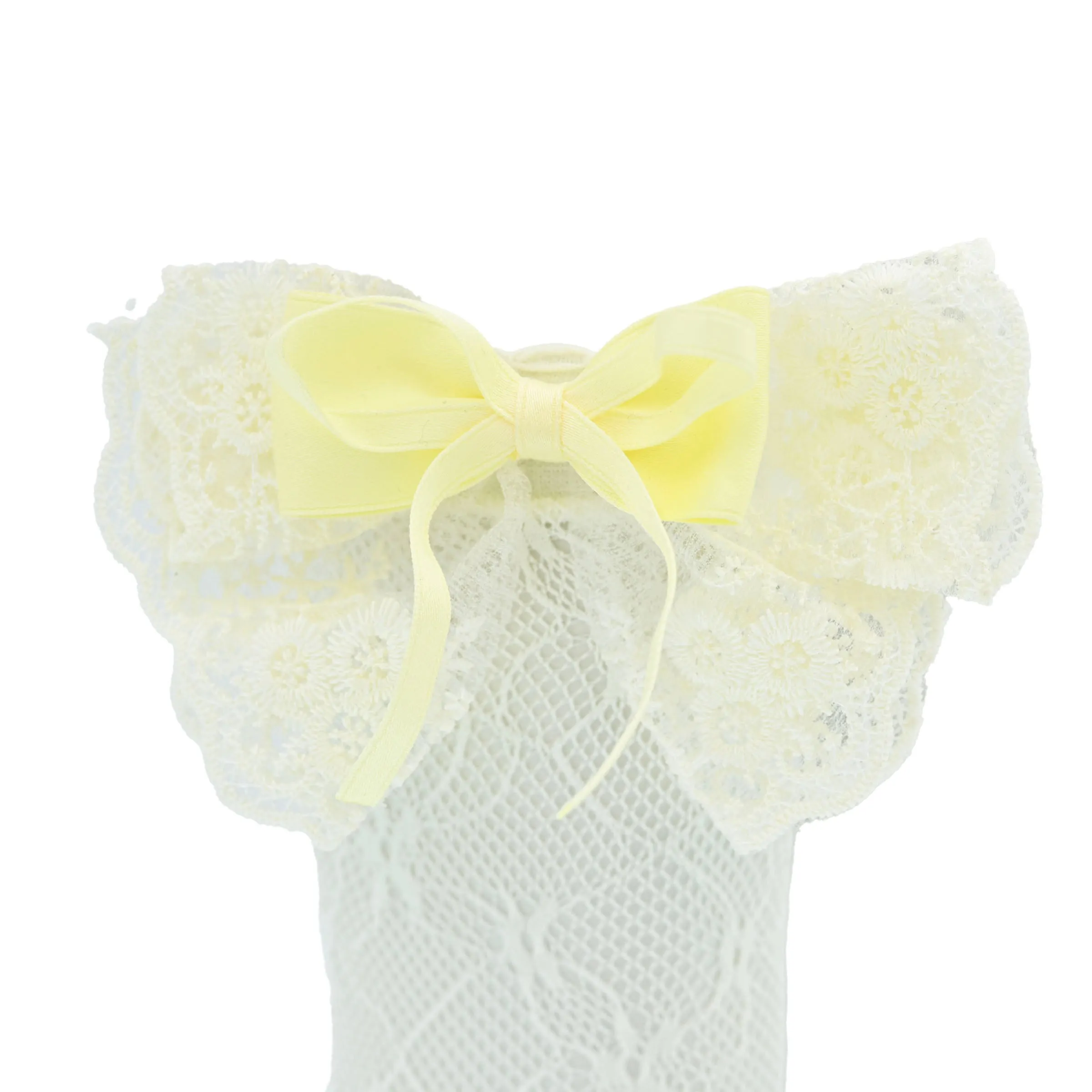 Embroidered Ribbon Bow Long Socks