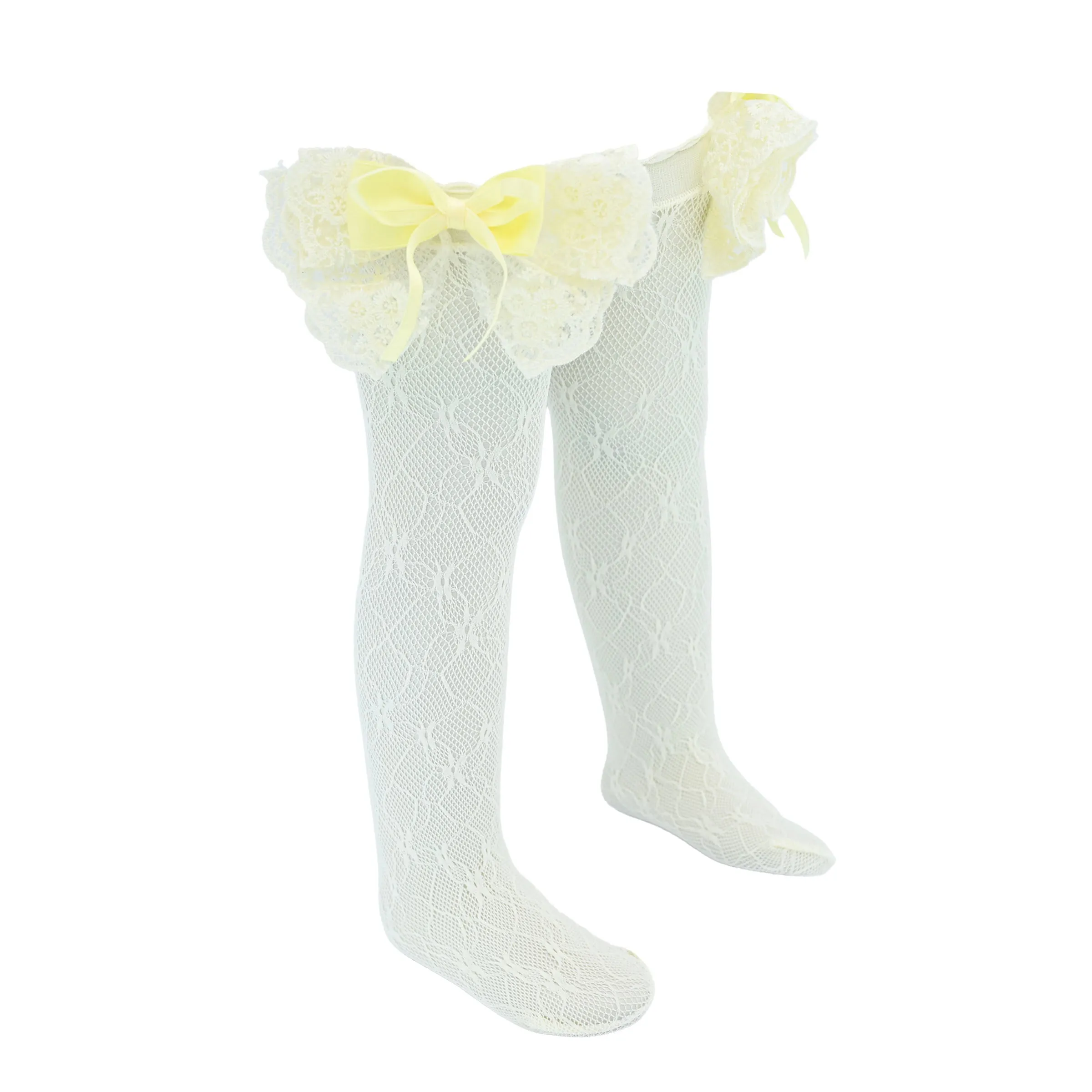 Embroidered Ribbon Bow Long Socks