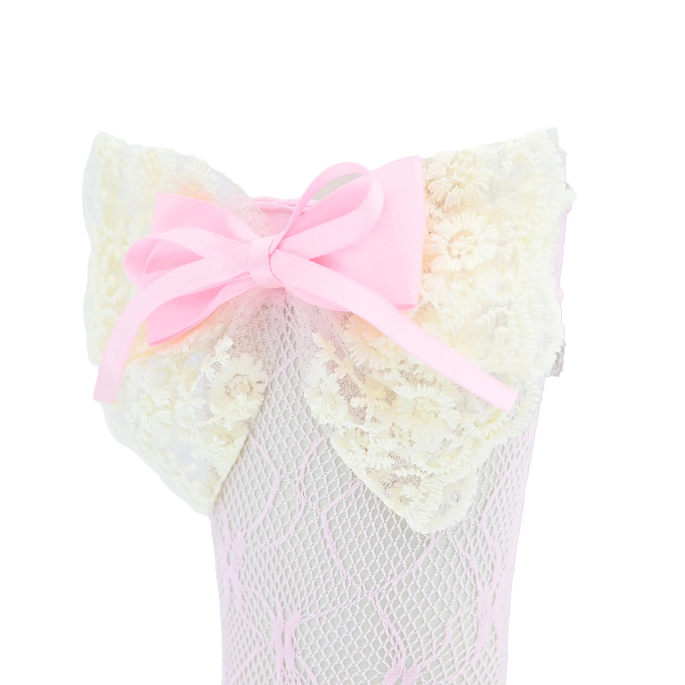 Embroidered Ribbon Bow Long Socks