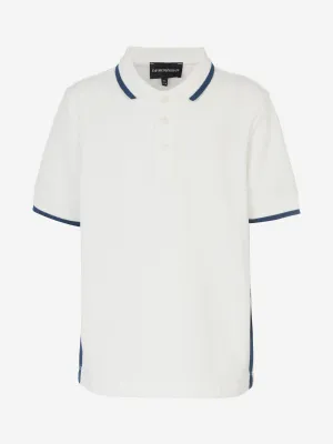 Emporio Armani Boys Logo Tape Polo Shirt in White
