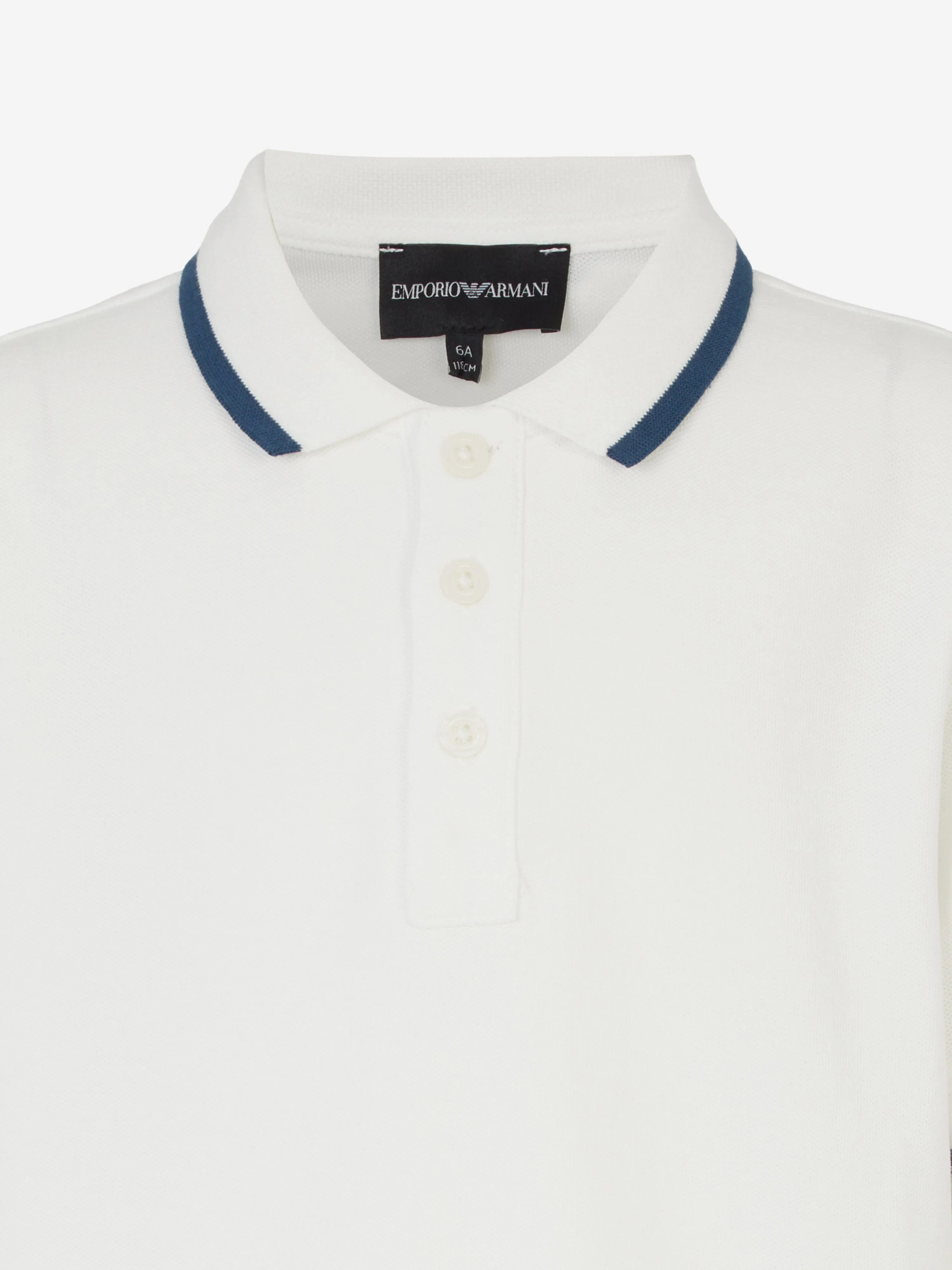 Emporio Armani Boys Logo Tape Polo Shirt in White