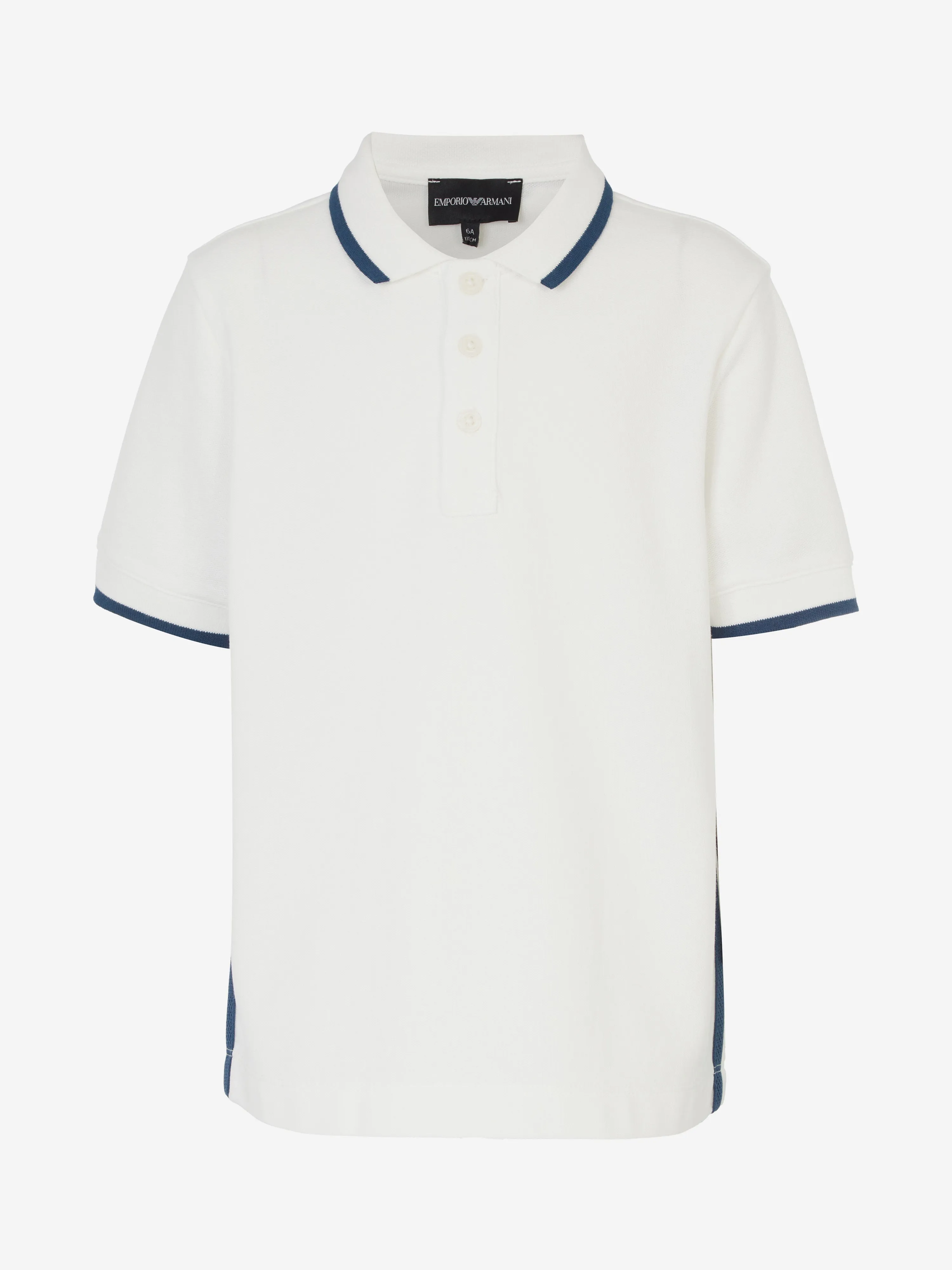 Emporio Armani Boys Logo Tape Polo Shirt in White
