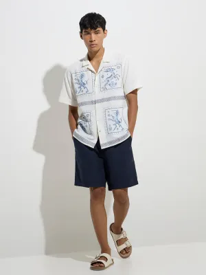 ETA Off-White Embroidered Relaxed-Fit Cotton Shirt