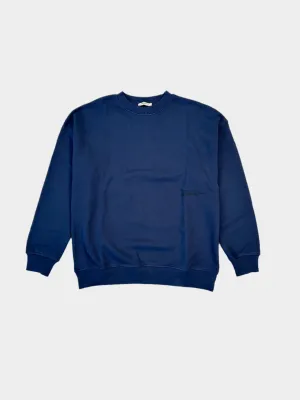 Felpa Girocollo Blu Con Stampa Frontale