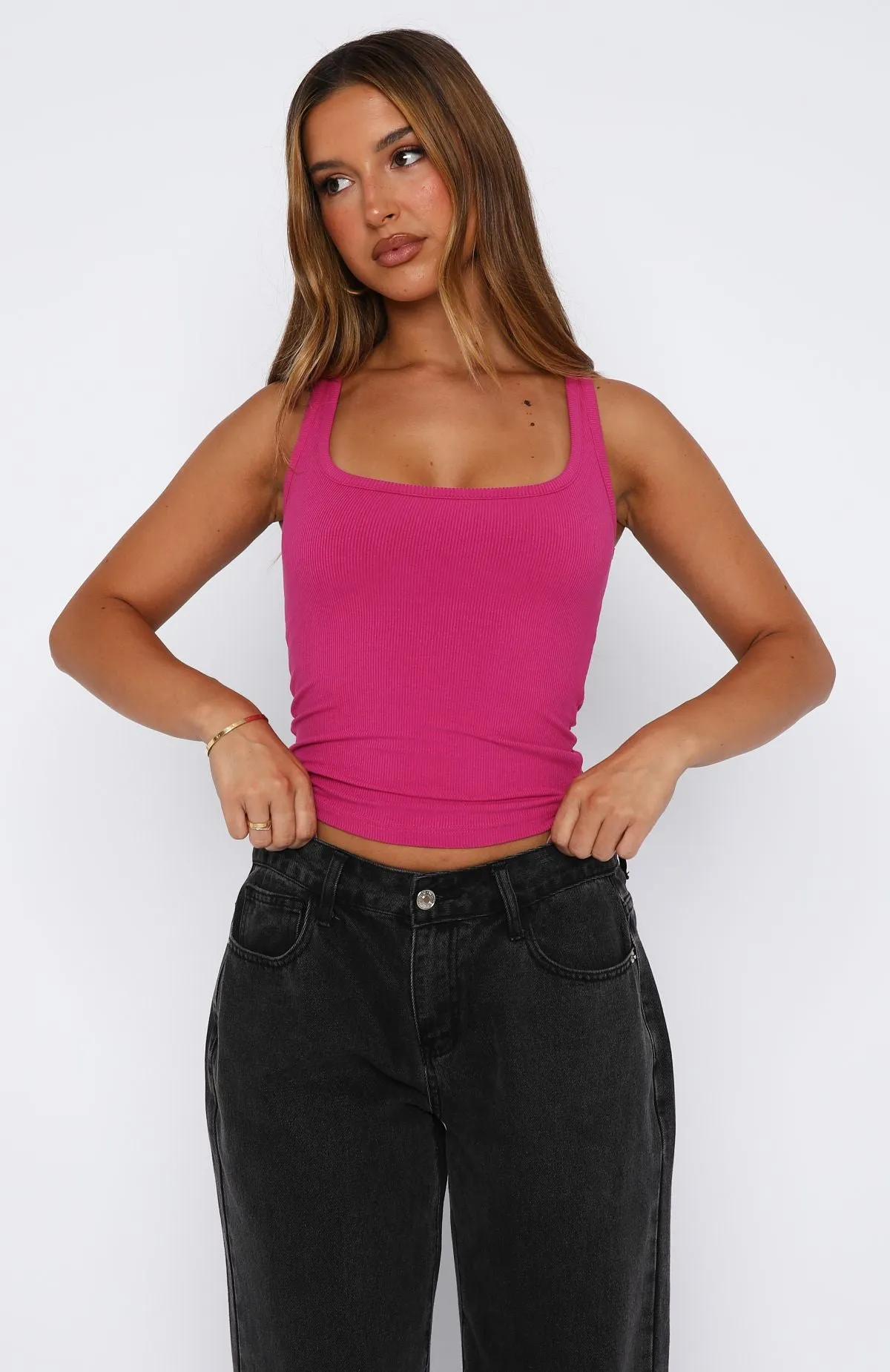 Filled With Life Ribbed Tank Berry