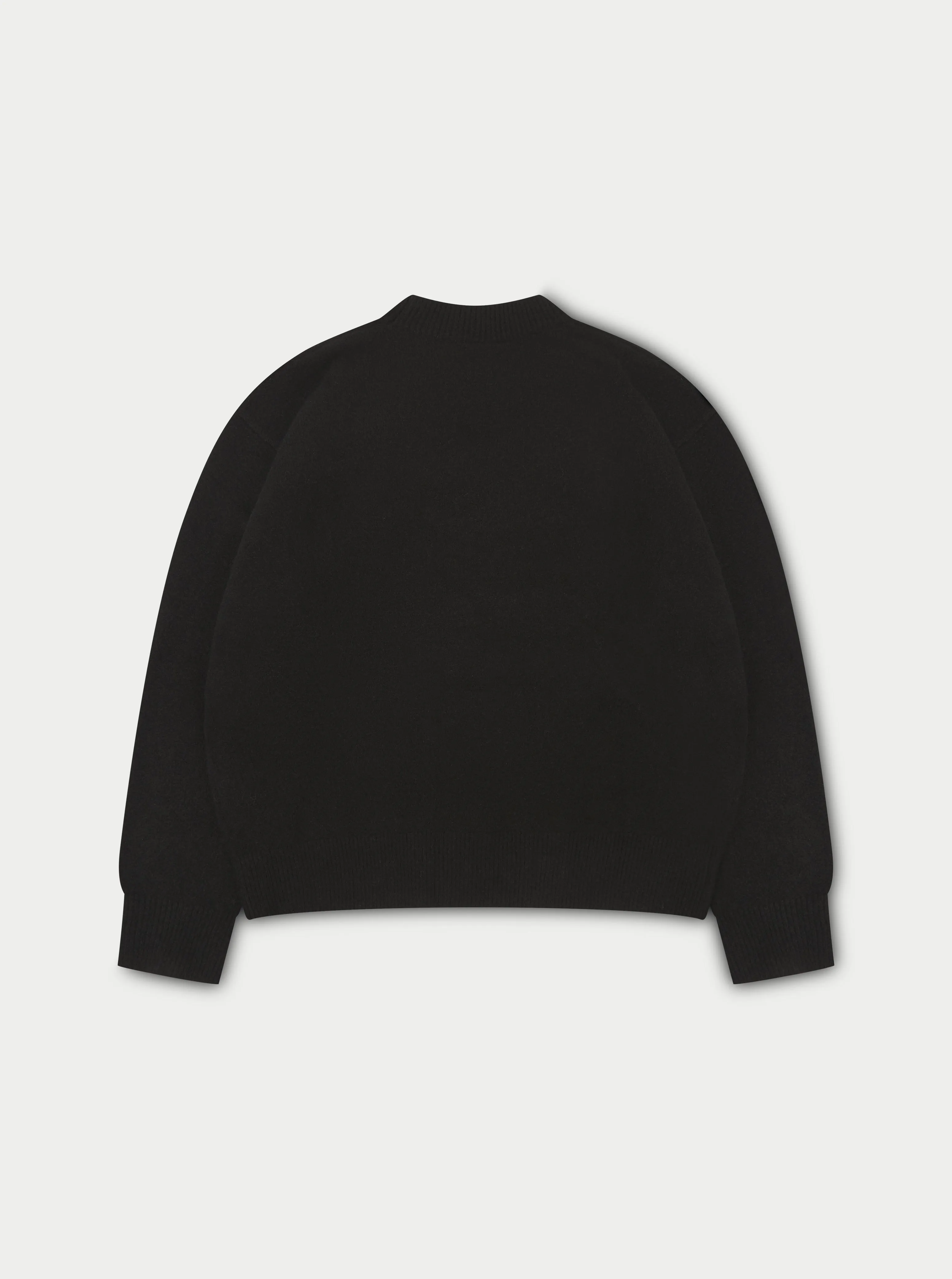 FLUFFY EMBLEM KNITTED CREW - BLACK