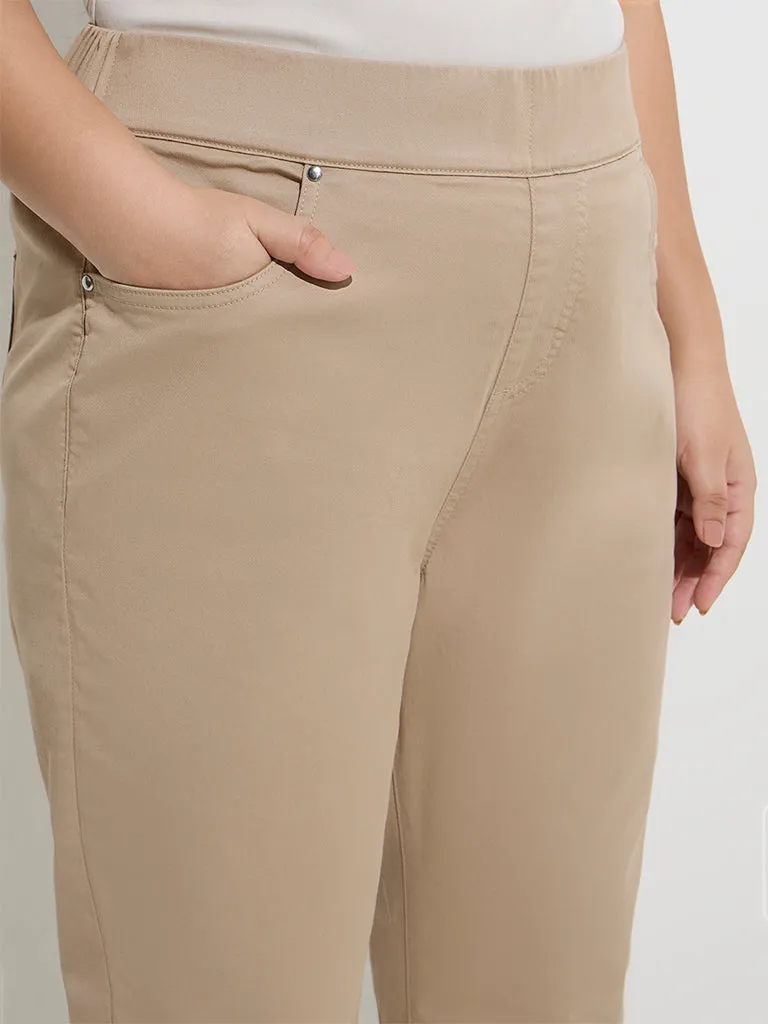 Gia Beige High-Rise Cotton-Blend Jeggings