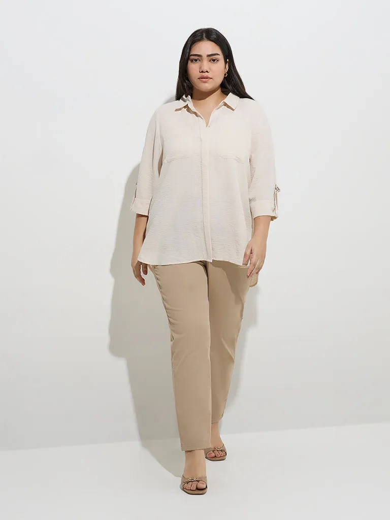 Gia Beige High-Rise Cotton-Blend Jeggings