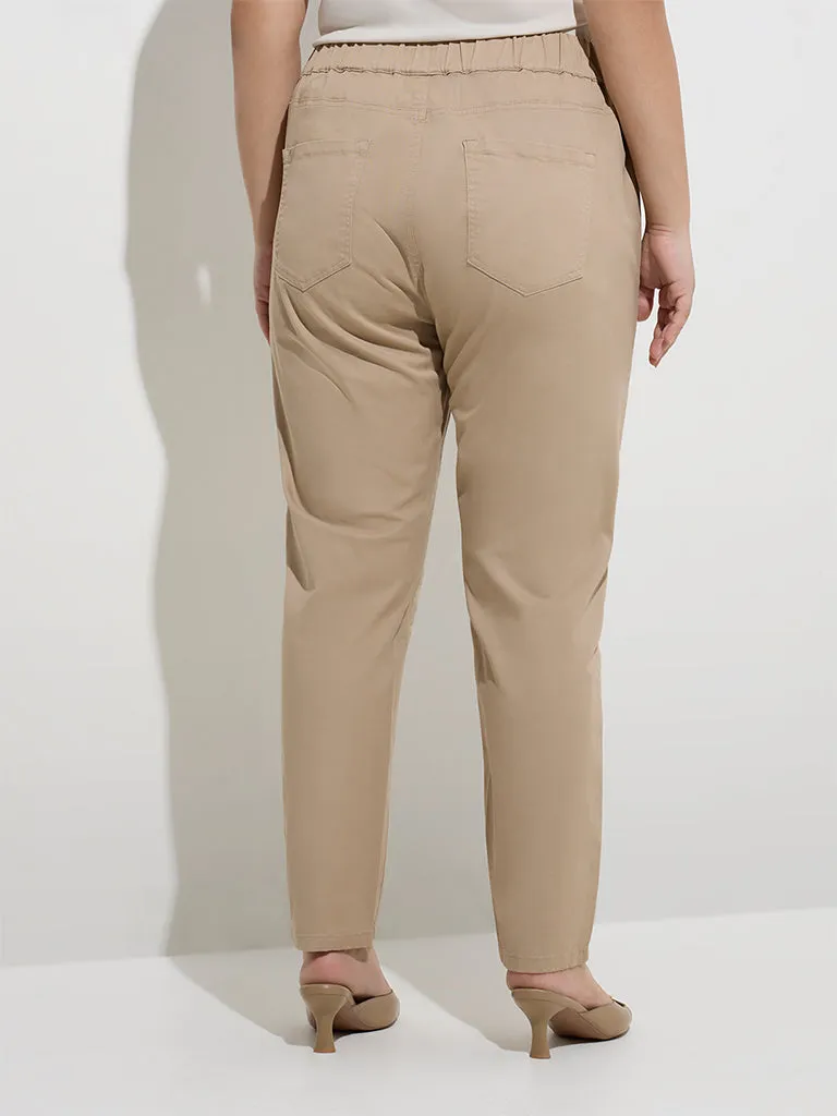 Gia Beige High-Rise Cotton-Blend Jeggings