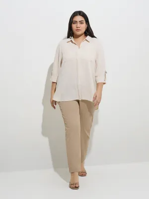 Gia Beige High-Rise Cotton-Blend Jeggings