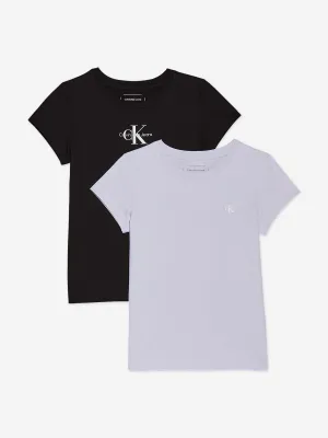 Girls 2 Pack Slim Monologo T-Shirt Set in Multicolour