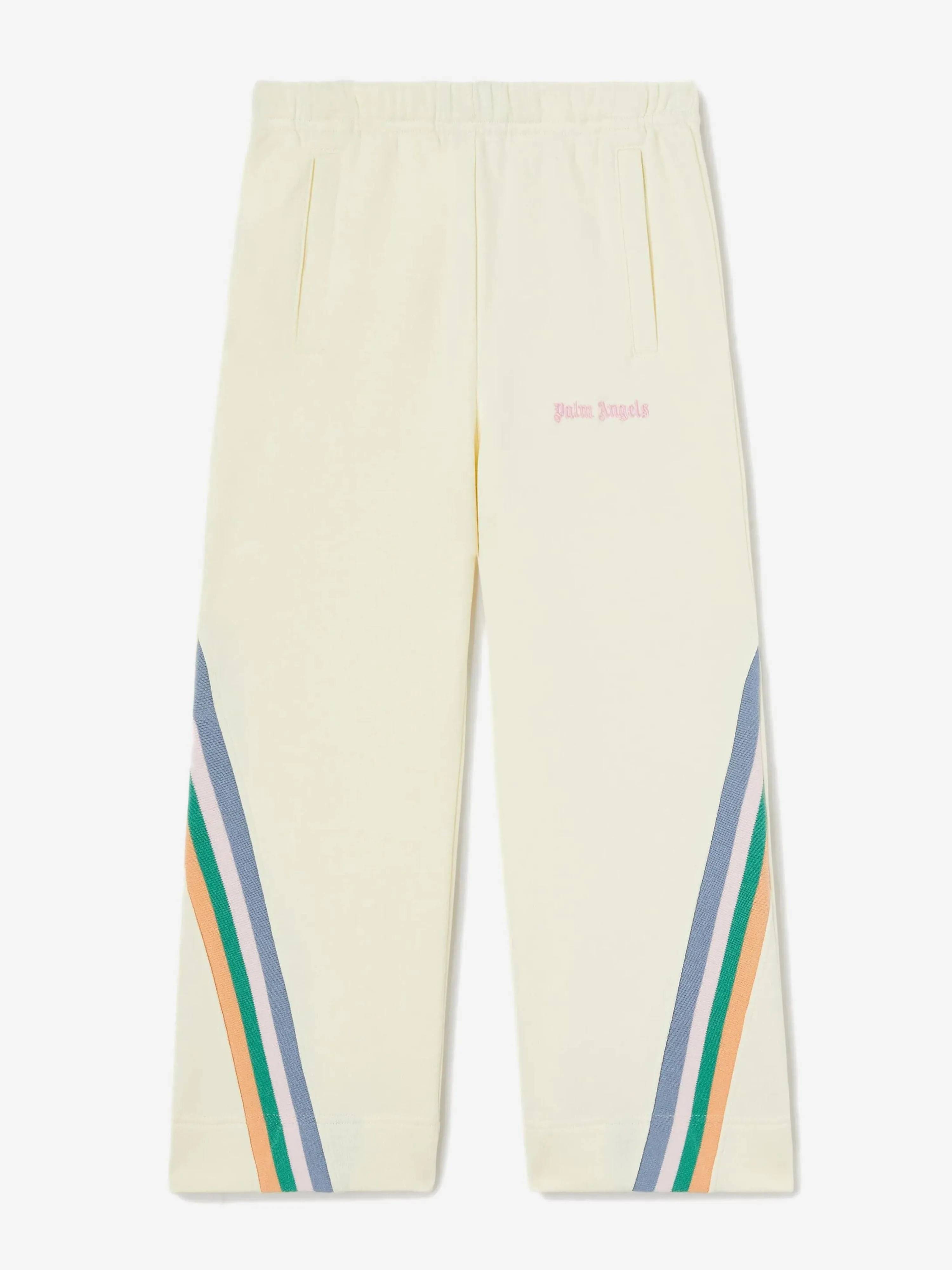 Girls Colourful Track Wide Pants in Ivory