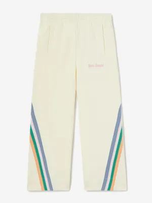 Girls Colourful Track Wide Pants in Ivory