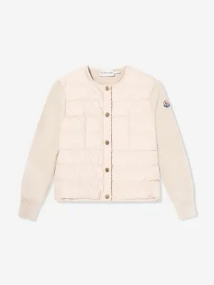 Girls Down Padded Cardigan in Pink