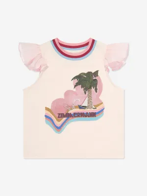 Girls Everley Frill Sleeve T-Shirt in Pink