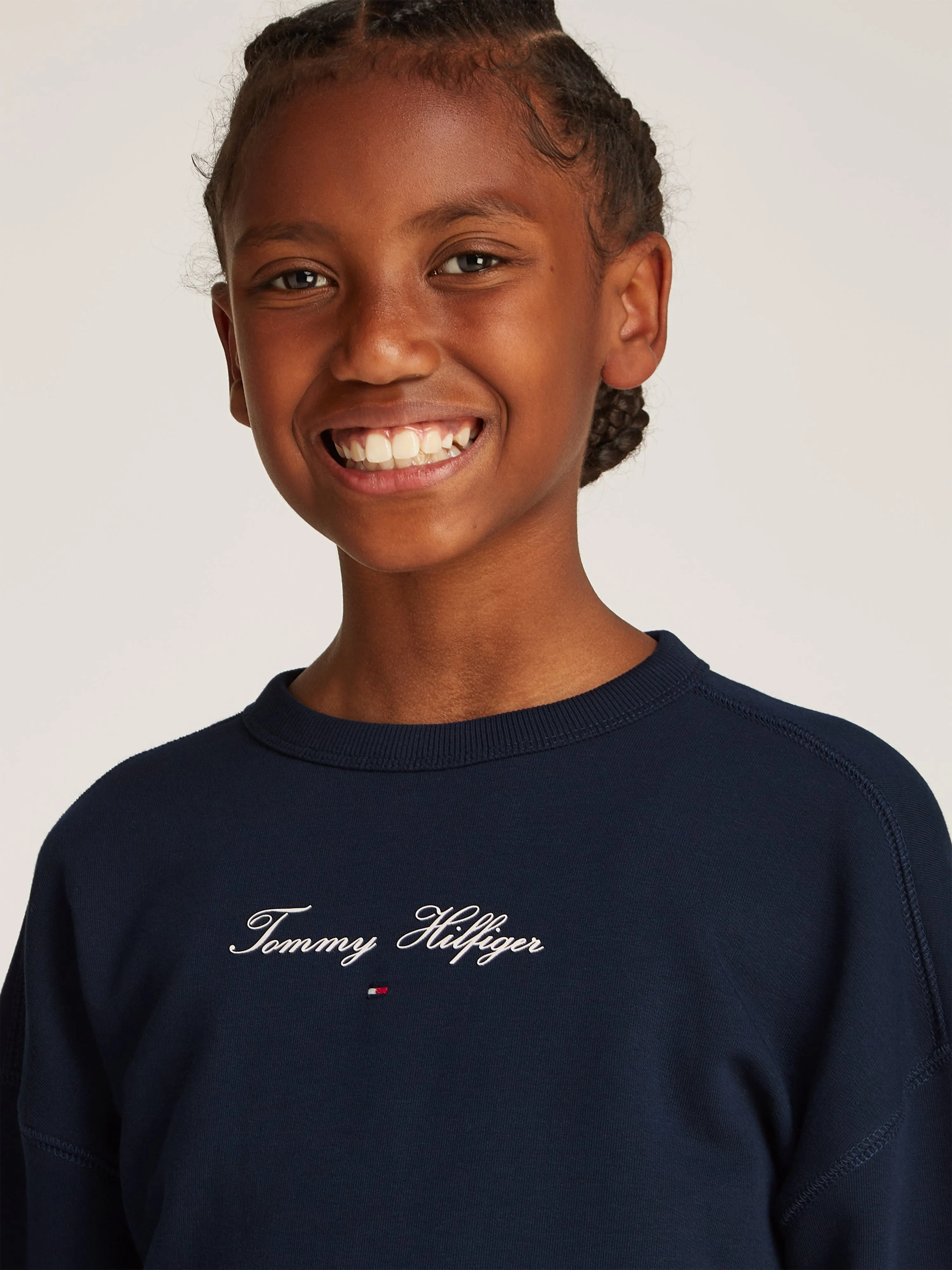 Girls Logo Script Sweatshirt in Navy