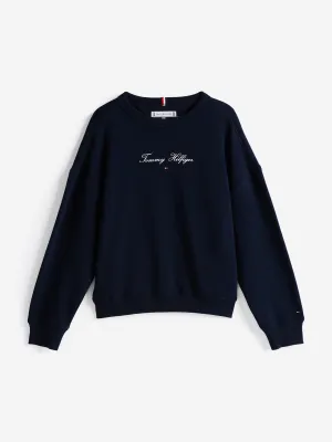 Girls Logo Script Sweatshirt in Navy