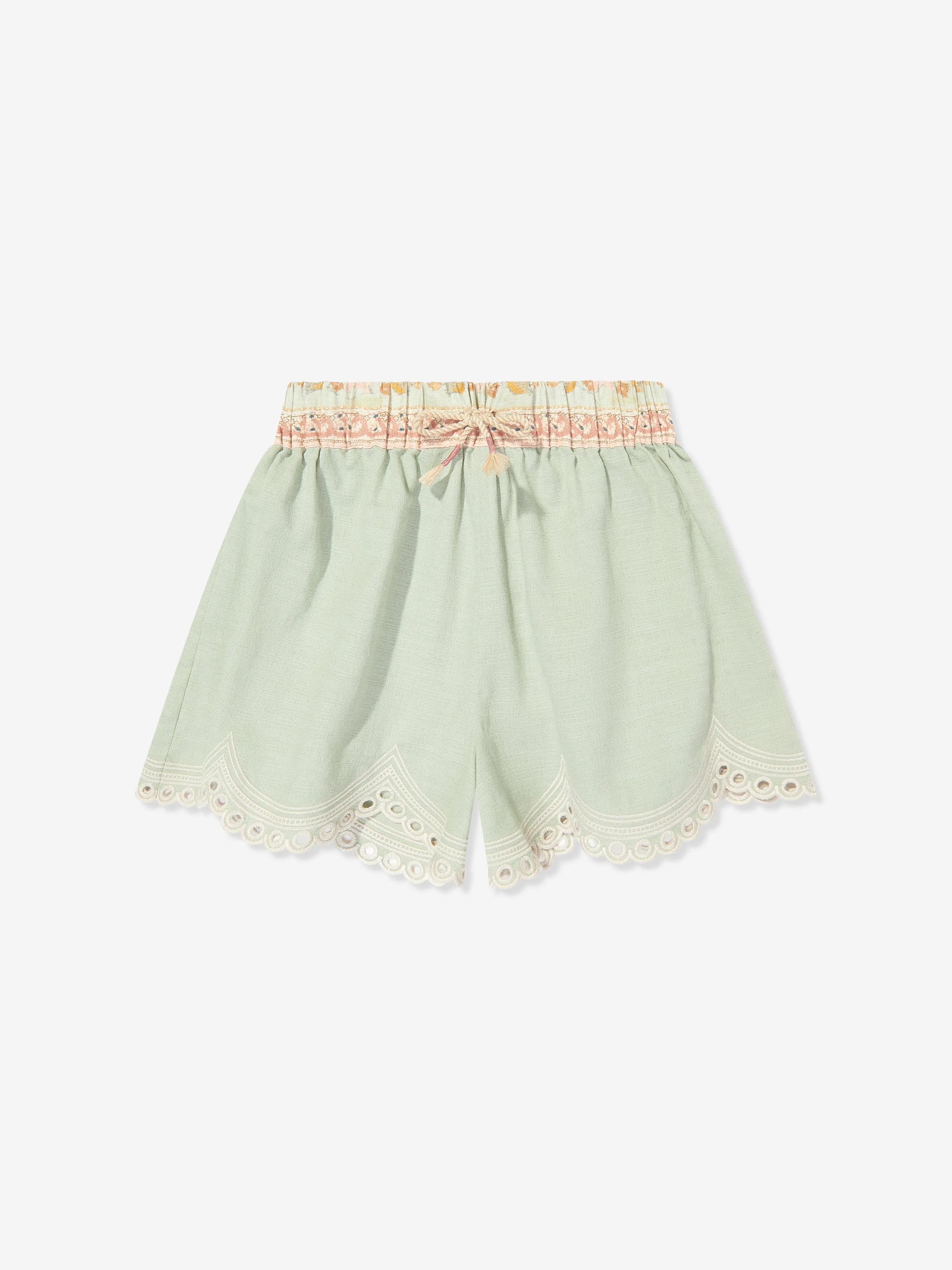 Girls Tallow Embroidered Shorts in Green