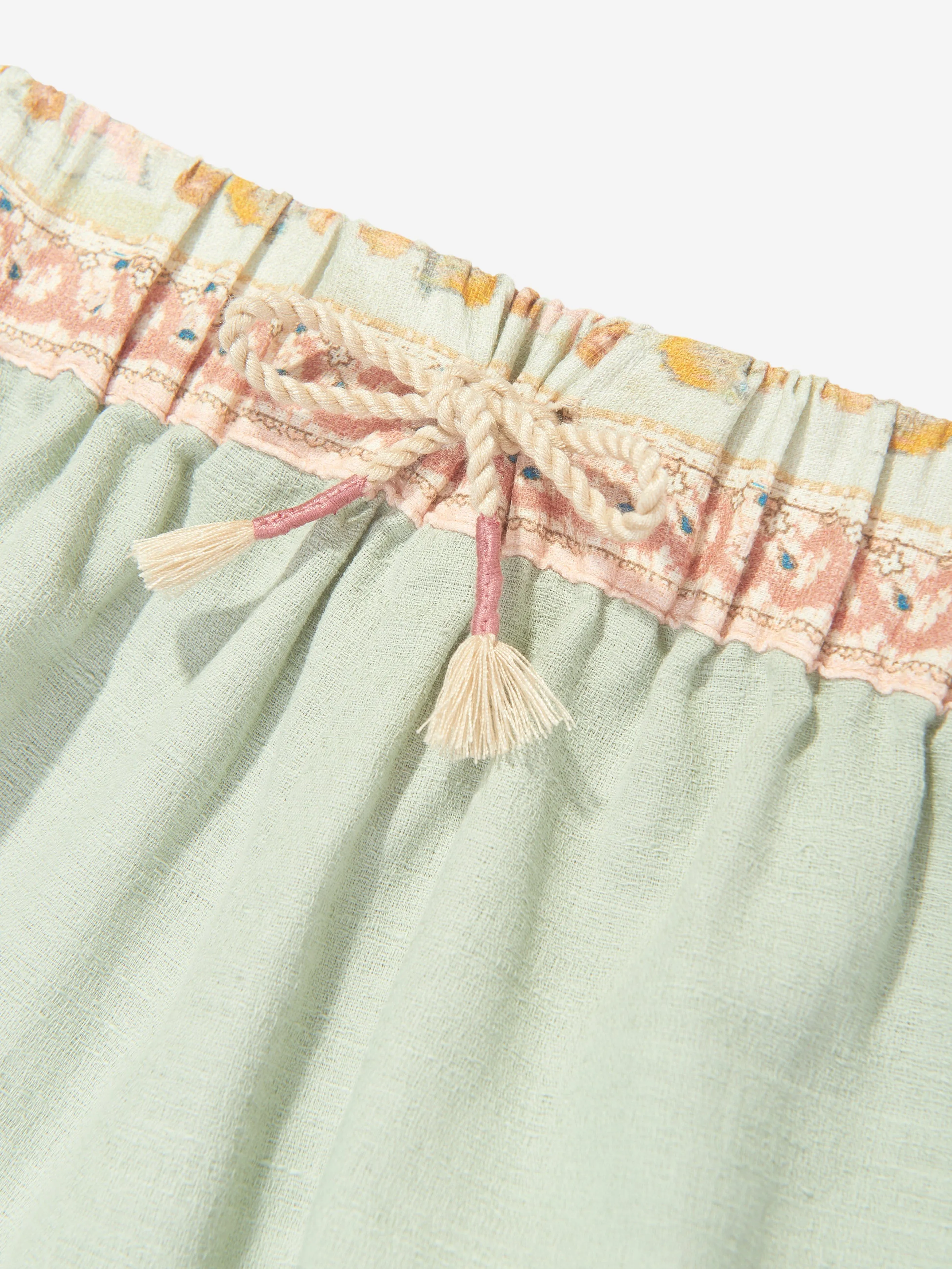 Girls Tallow Embroidered Shorts in Green