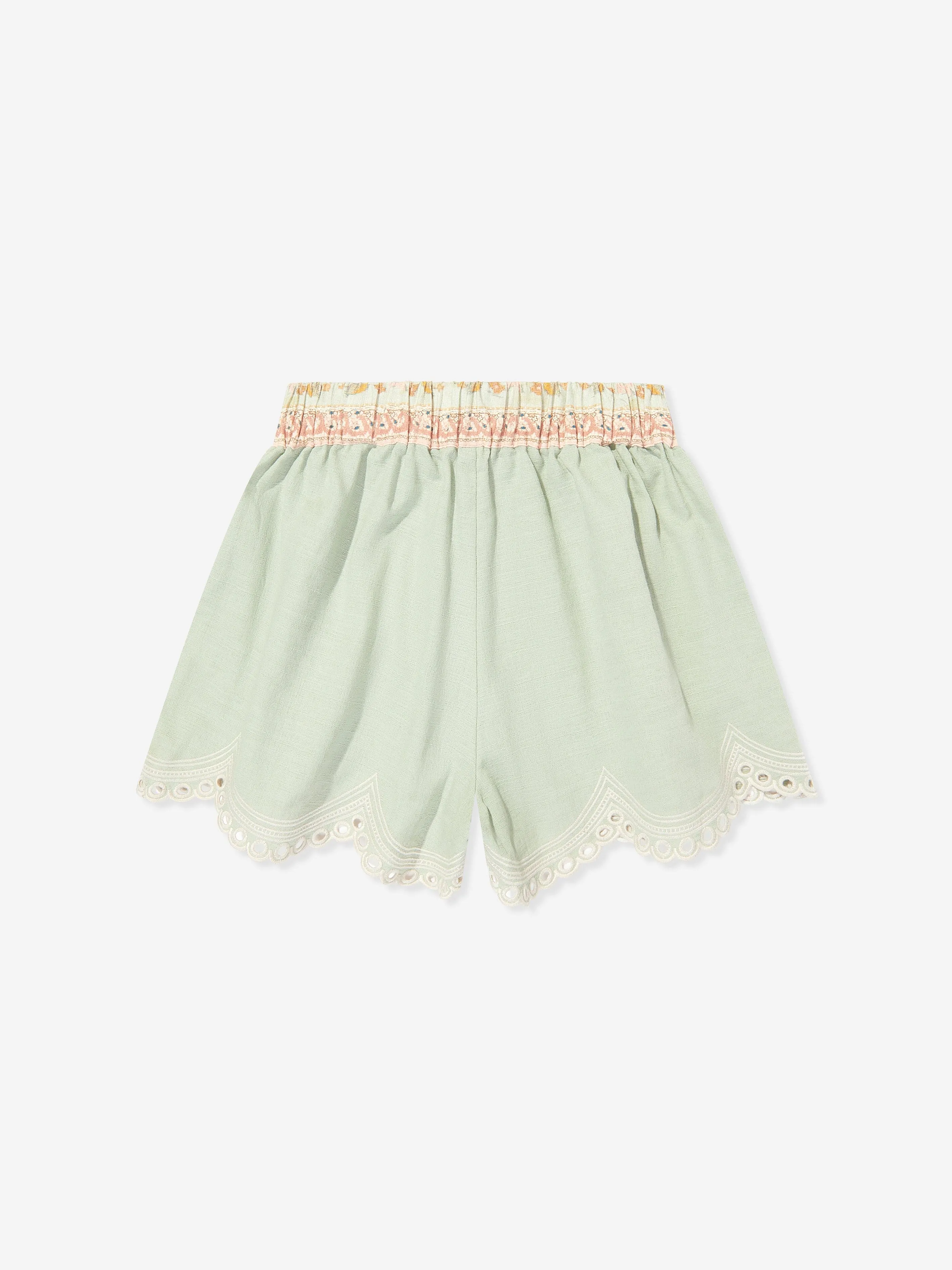 Girls Tallow Embroidered Shorts in Green