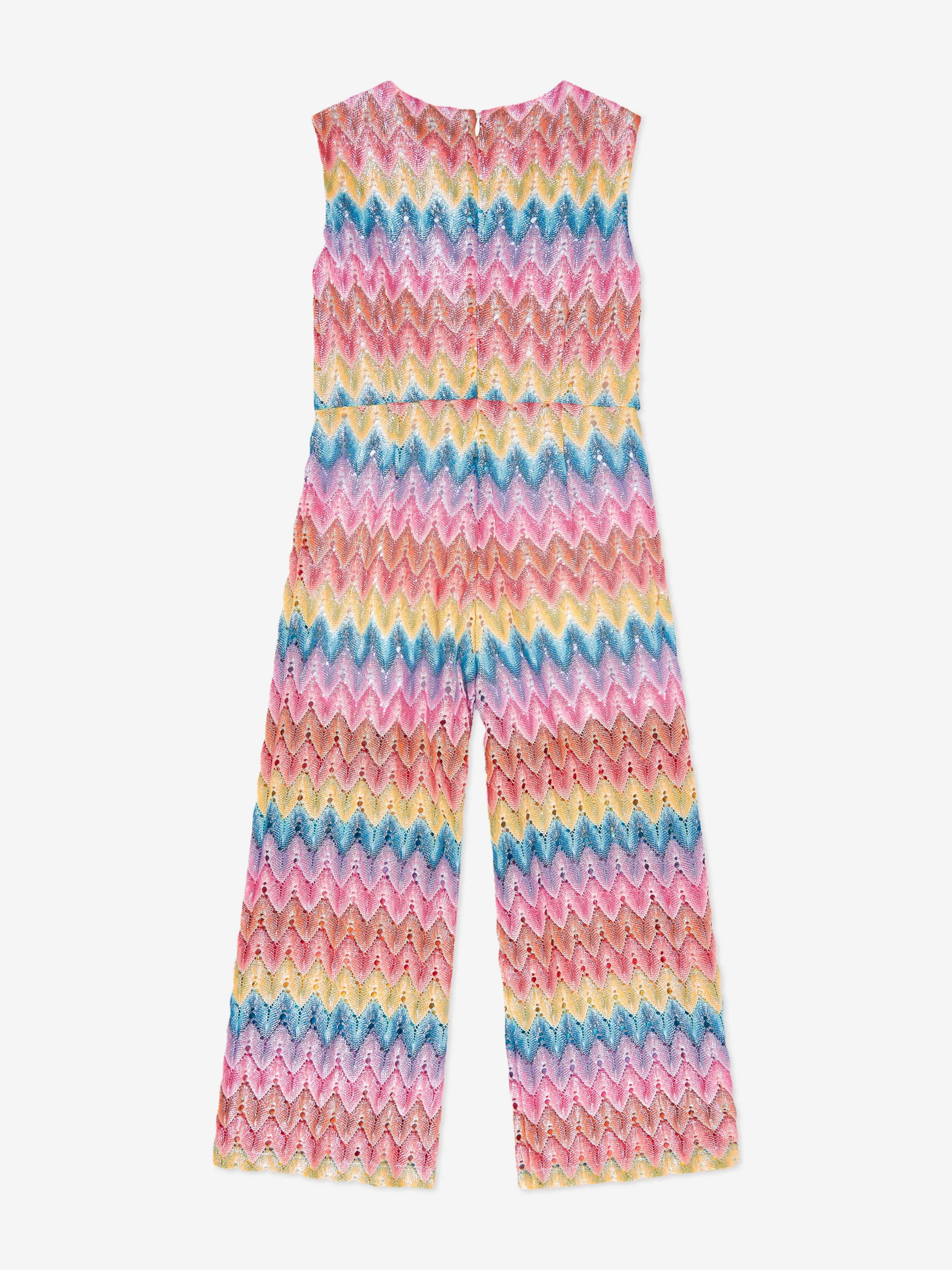 Girls Woven Zigzag Jumpsuit in Multicolour