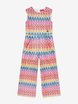Girls Woven Zigzag Jumpsuit in Multicolour