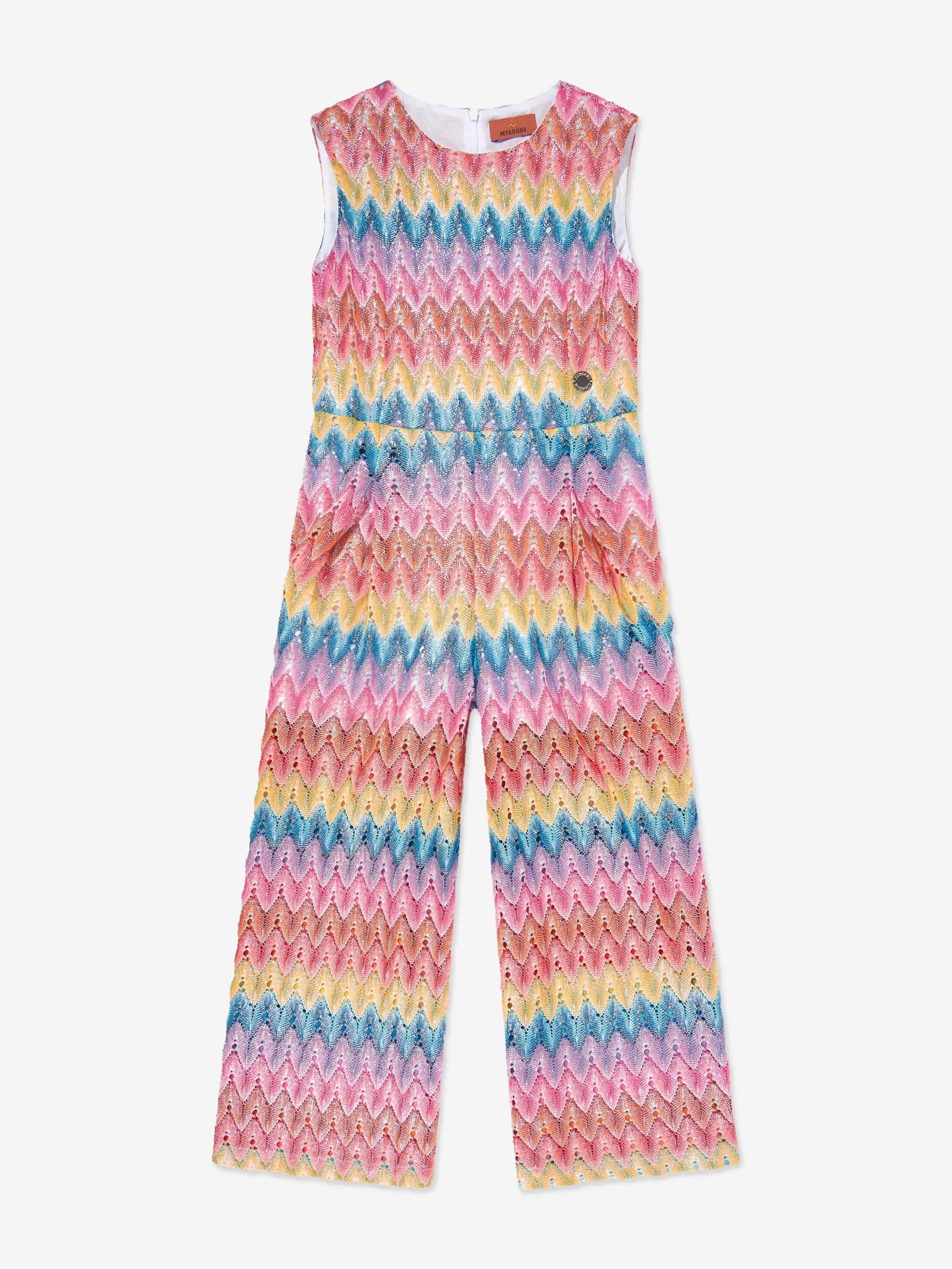 Girls Woven Zigzag Jumpsuit in Multicolour