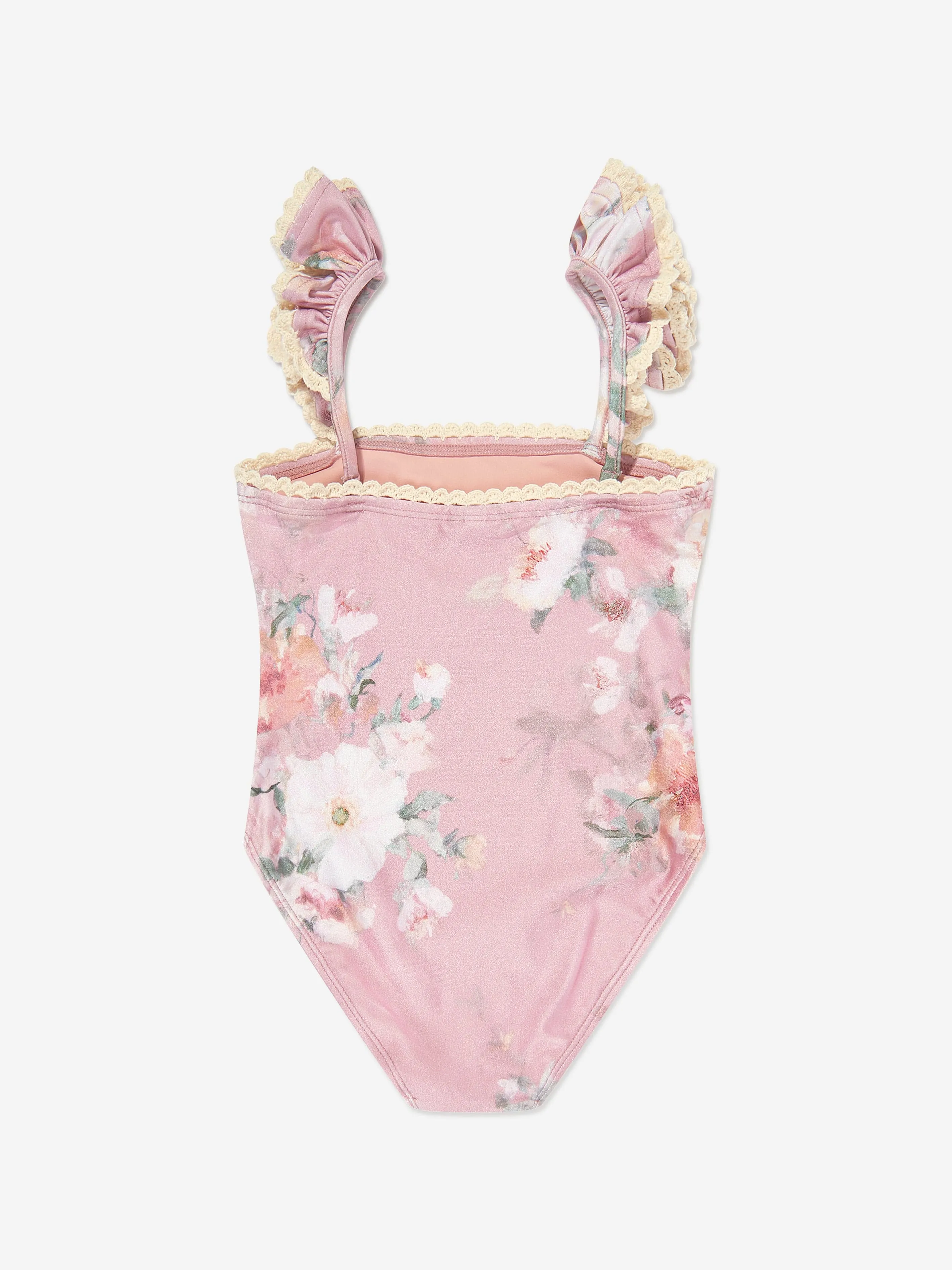 Girls Wylie Frill Trim Swimsuit in Pink
