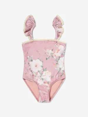 Girls Wylie Frill Trim Swimsuit in Pink